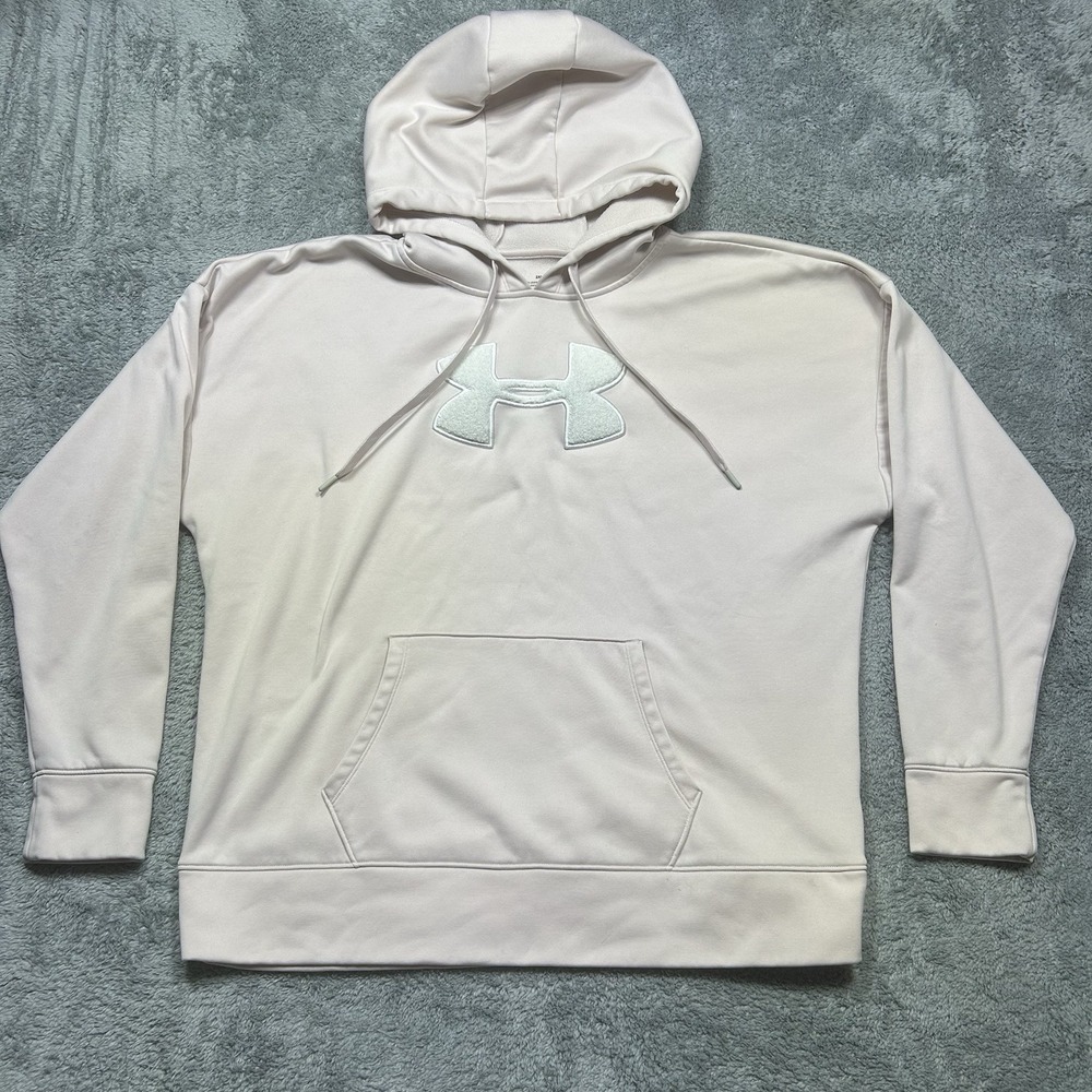 Under Armour ColdGear Hoodie Mens 2XL PINK Loose Fit Pullover Logo UA *SPOT